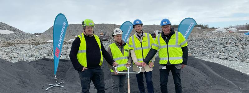 Peder Dahlberg, NCC Building Sverige, Lorents Burman, kommunalråd i Skellefteå, Viktor Strömblad, Head of Land på DB Schenker och Lars Konradsson, Branch manager på DB Schenker