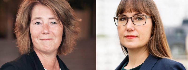Johanna Frelin, vd på Riksbyggen och Johanna Bjurskog, bostadspolitisk expert på Riksbyggen.