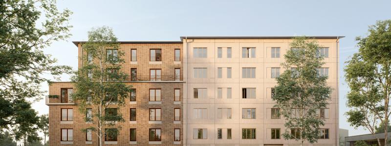Niam Real Estate och Nordfeldt inleder byggnationen av 131 hyreslägenheter i centrala Upplands Väsby. Bild: Kaminsky Arkitektur, Jacob Henell.