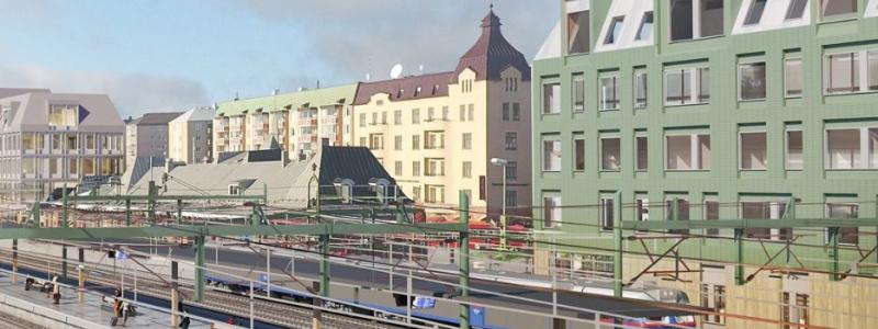 Kanske en framtida vy från Trädgårdslänken över det nya stationsområdet och Karlstads resecentrum.
Foto: White