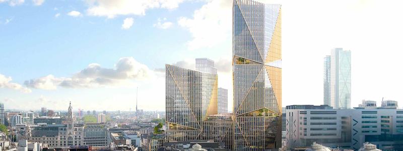 KONE kommer att leverera 31 hissar och tre rulltrappor till skyskraporna som byggs på adressen 2 Finsbury Avenue (2FA) i City of London. Foto: KONE