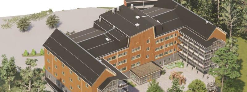 Det nya omsorgsboendet Kusthöjden kommer att erbjuda 54 boendelägenheter samt grupplokaler för hemtjänst. Illustration: AFRY