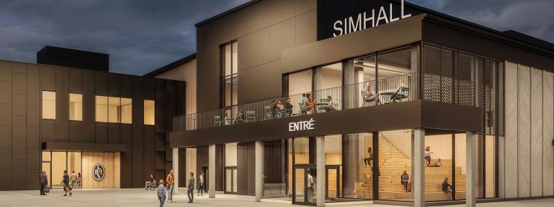 Landskronas nya simhall kvällsbild Bild: Norconsult JKAB