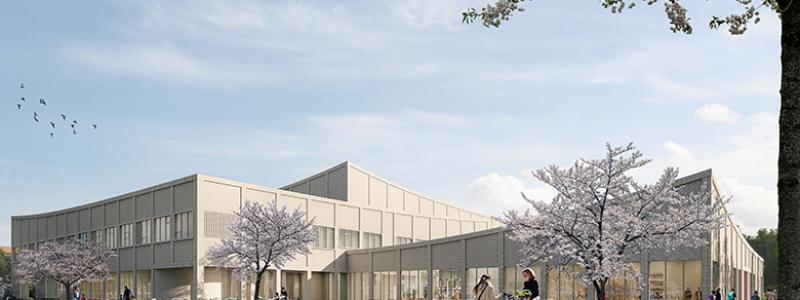 JSB Construction AB tilldelas entreprenadkontrakt för nybyggnation av Lillsidanskolan med aktivitetscenter i Enköping för Enköping kommun. Illustration: JSB