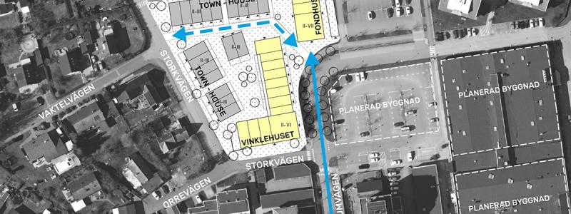 Förslag på ny situationsplan över Lödde centrum Väster som fått positivt planbesked av Kävlinge kommun. Illustration: JM