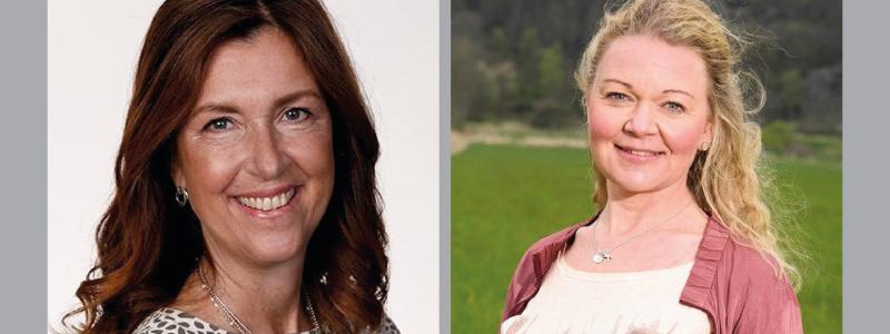 Marie Passburg, EVP och landschef för BoKlok Sverige, och Anna Säfwenberg, är EVP för BoKloks fabrik i Gullringen och Supply Chain. Foto: Boklok