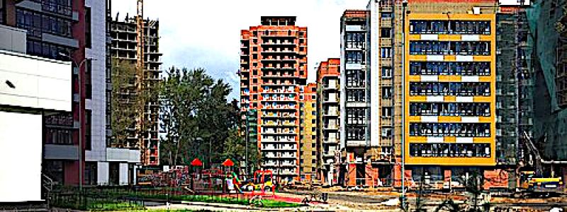 Nya bostäder under uppförande vid Dmitrovskoe Highway i Moskva som en del av statligt initiativ. Foto: Wikipedia Common Lic. Kredit: Gennady Grachev