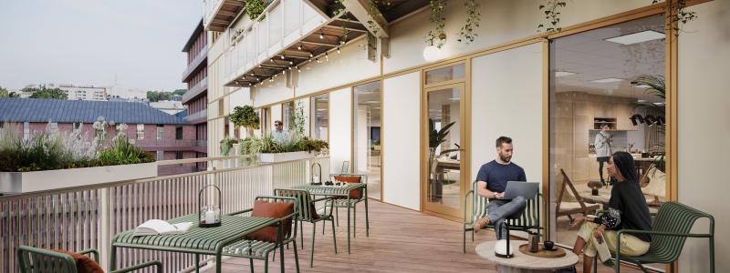 Nova blir ett innovativt fastighetskomplex med drygt 10 000 kvadratmeter uthyrningsbar yta och kommer att hållbarhetscertifieras enligt BREEAM nivå Excellent. Foto: Equator Stockholm