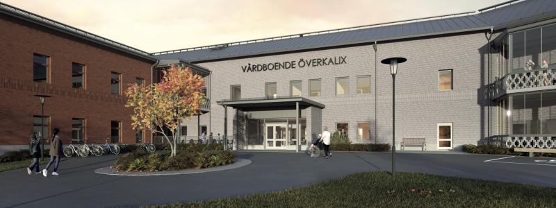 Illustration över det nya särskilda boendet med 70 platser i Överkalix. Pressbild: Riksbyggen