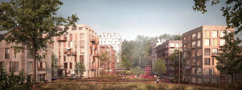Slagsta Strand ligger vid Mälaren i Botkyrka. Projekt Slagsta Strand har utvecklats av Botvid Holding och finansieras av NREP, som också kommer att förvalta de färdiga bostäderna. Det omfattar 599 moderna hyresrätter där näst intill samtliga får egen balkong eller uteplats, och vissa får utsikt över Mälaren. Foto: NREP
