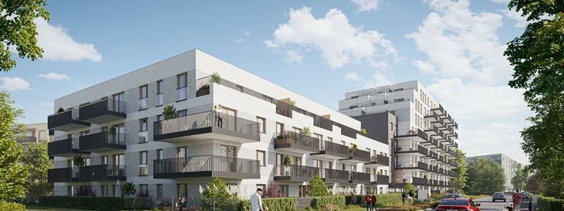 Med innovativa lösningar som gröna tak, solcellspaneler och smarta hem, strävar projektet efter energieffektivitet och boendekomfort. Illustration: Skanska