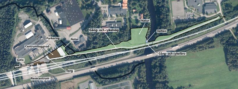 Illustration som redovisar planförslaget i sin helhet. Foto: Umeå kommun