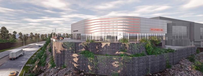 Porsche Center i Nacka, strax söder om Stockholm. Pressbild: Din Bil
