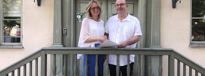 Katarina Hultqvist, VD Koppartallen och Mats Nilsson, kommunstyrelsens ordförande (S) Foto: Säters Kommun