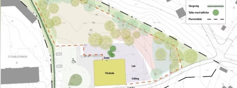 Illustrationskarta över Jakobsbergsplatsen med planområdet inritat. Pressbild från Västerås stad/via Mynewsdesk