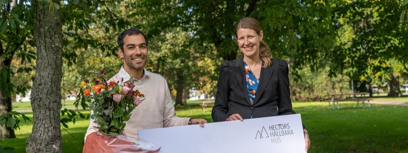 Ricardo Bernardo och Veronica Koutny Sochman vid prisutdelningen. Foto: Daniel Brandt, DS NS CM Hectors stiftelse