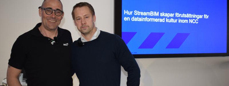 Lead VDC Specialist Magnus Nilsson och Operations Development Manager Magnus Osbeck på NCC Foto: NCC