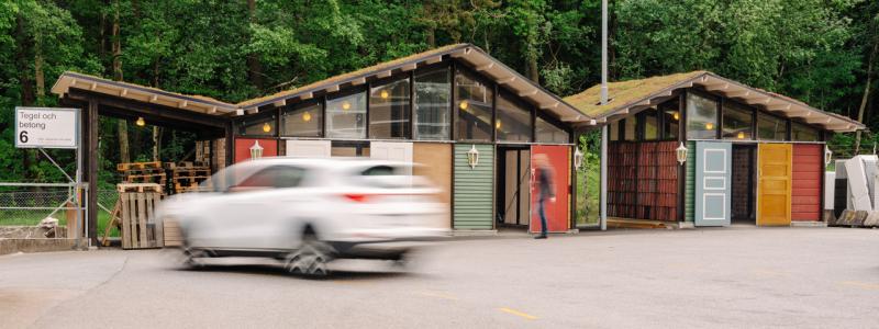 Återbrukshuset Paviljongen, Bråta återvinningscentral i Mölnlycke, Härryda Kommun Foto: Radar