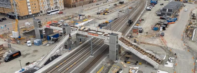 Översikt över Trädgårdslänken, gångbro. Foto: Sonepar Sverige AB