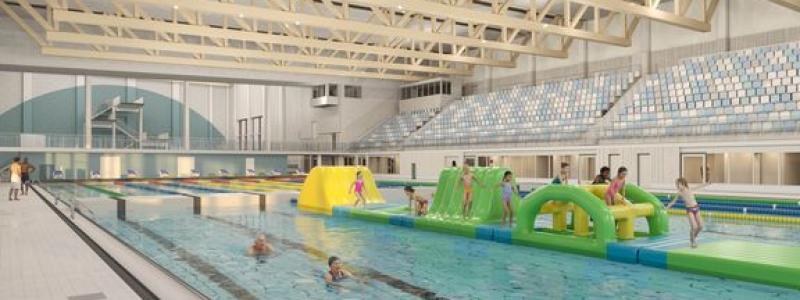 I det nya badhuset på Rosenlund är det tänkt att 50-metersbassängen ska vara flexibel för leksugna barn, motionärer och föreningsaktiva. Foto: Jönköping kommun