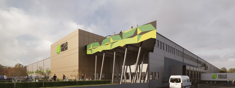 HelloFreshs anläggning blir drygt 27 000 kvadratmeter stor. Foto: JKAB Arkitekter
