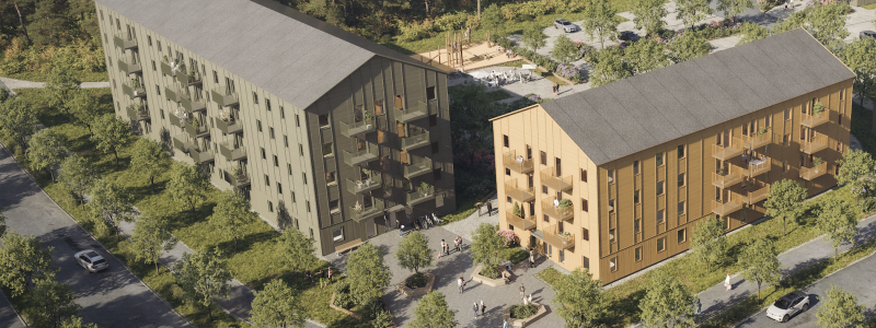140 lägenheter planeras vid Kronanvägen i Luleå.  Pressbild: Norrlandsfonden