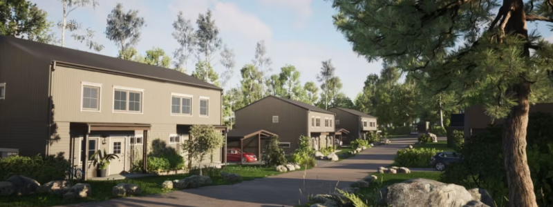 I Talldungen planeras för friliggande villor i ett plan och parhus i Brf-form. De första husen kommer stå klara i årsskiftet 2022/2023. Foto: Fastighetsbyrån