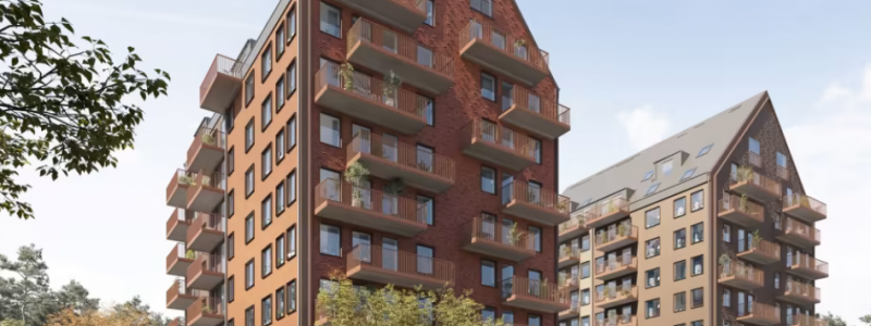 Wallenstam har placerat husen efter vädersträck för att bland annat skapa rätt ljus- och värmeinsläpp och därmed minimera energiåtgången. ﻿Visionsbild: Liljewall arkitekter