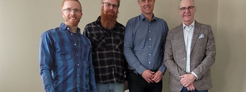 Från vänster: Mikael Nyberg, Fredrik Roxström, Per Djurholm, Stellan Lindqvist. Foto: Bravida