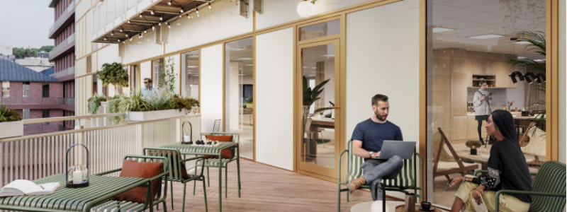 Nova blir ett innovativt fastighetskomplex med drygt 10 000 kvadratmeter uthyrningsbar yta och kommer att hållbarhetscertifieras enligt BREEAM nivå Excellent. Illustration: Equator Stockholm