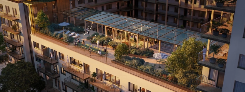 Rosendals Fastigheter banar väg för resurseffektivt träbyggande med nytt bostadsområde på 20 000 kvm. Visualisering: Rosendal Fastigheter