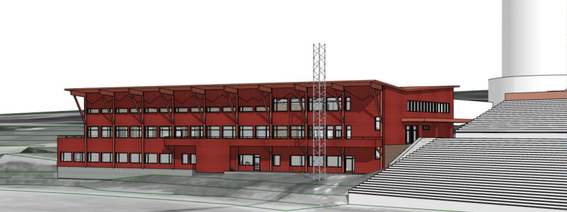 Event - och prestationscenter som ska byggas på Nationalarenan i Östersund. Illustration: Svenska Skidskytteförbundet