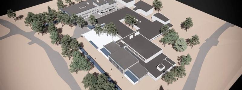 Kasavuori skolkomplex. Illustration: Arkkitehtitoimisto Küttner
