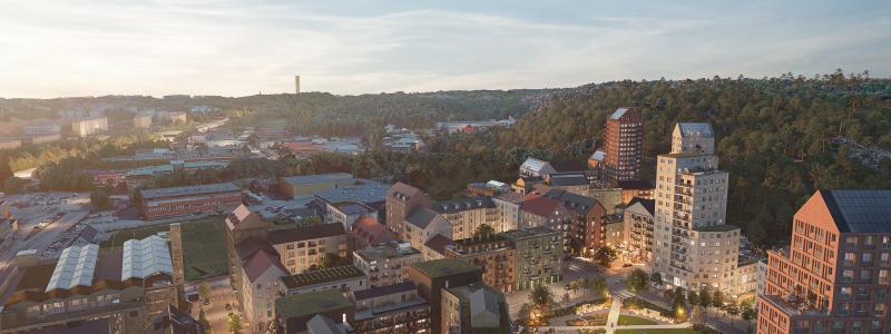 OBOS och Bonava i samarbete – utvecklar 200 bostäder i Göteborg  Bilden är en visualisering framtagen av Okidoki Arkitekter