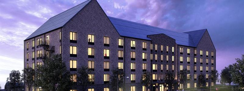 Södra Stadsskogen i Strängnäs får nytt äldreboende. Visionsbild: Odalen