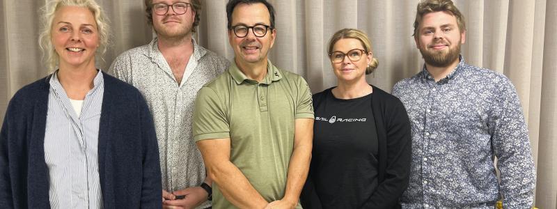 Grundare av det nya bolaget Structor Miljö Väst. Från vänster: Ulrika Almkvist, David Bäckström, Anders Bank, Åsa Bank och Simon Oskarsson. Foto: Structor
