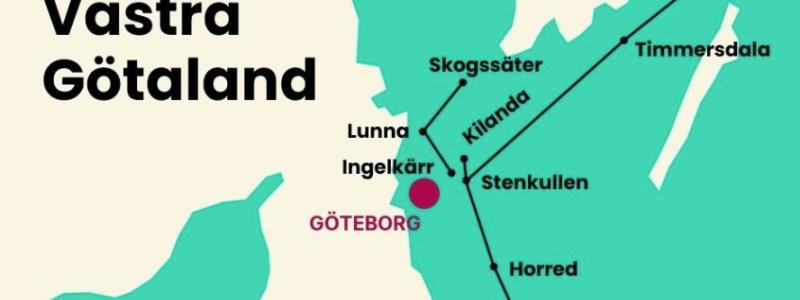 Översiktsbild på var  45 mil kraftledning ska gå. Pressbild: Svenska kraftnät