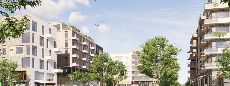 Illustration av hur Fäladstorget kan se ut i framtiden. Bild: Lunds Kommun