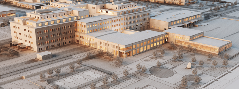 Kriminalvårdsanläggningen i Trelleborg. Visualisering av Krook & Tjäder