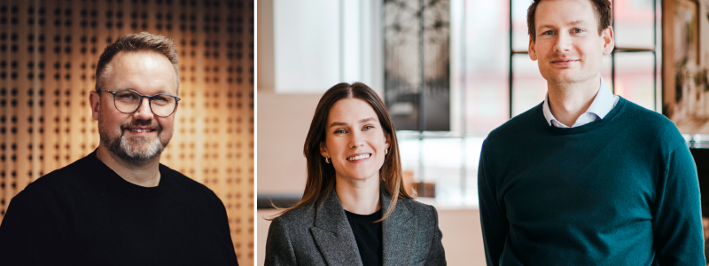 Nya projektledare på Krook & Tjäder. Daniel Nilsson, projektledare Kristianstad, Linnea Emmot Tiger, projektledare Göteborg, Andreas Björklund, projektledare Göteborg. Bild:   Krook & Tjäder