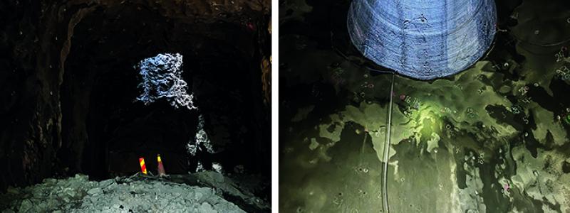 Här letar sig dagsljus 40 meter ner under marken. Till vänster visas början på hisschaktet och till höger syns ventilationsschaktet med sin karaktäristiska runda form. Bild: Region Stockholm