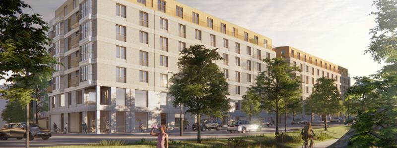 Kvarteret Turkosen i Skytteholm. Illustration: White arkitekter