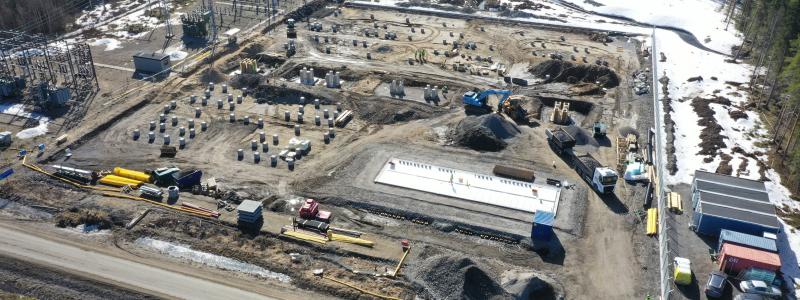 Stationen i Sävar planeras stå klar och tas i drift i slutet av 2026. Pressbild: Omexom