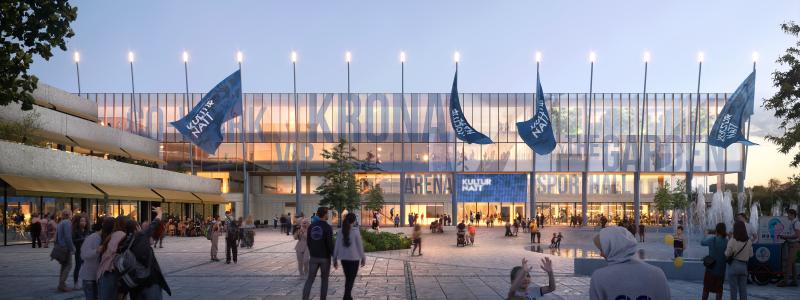 Det vinnande förslaget av Kungsbackas arena blev Krona. Foto: Kungsbacka kommun
