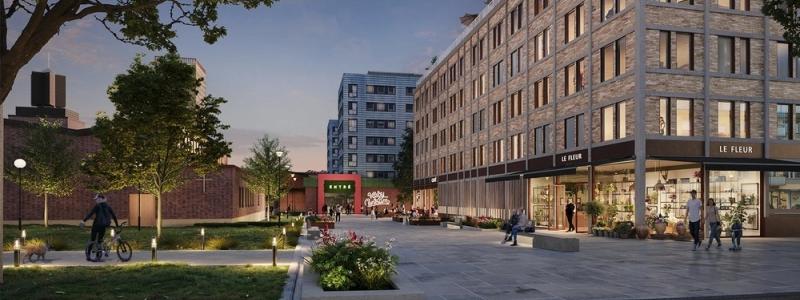 Kvällsvy över Väsby Centrum. Foto: Niam