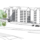 Illustration över södra Bergshamra. Pressbild: Bergkrantz Arkitektur