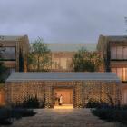 Visualiseringar visar hur Sankt Lukas Hospice byggs som en by i skogsmiljö, med återbrukat tegel och trädgårdsrum mellan byggnaderna. Foto: Bjarke Ingels Group (BIG).