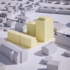 Fågelperspektiv över illustration. Pressbild: Umeå kommun