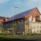 Brf Sommarskogen husfasad. Pressbild: Riksbyggen