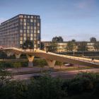Så kan en ny gång- och cykelbro över Österleden se ut. Visionsskiss: Rundquist Arkitekter